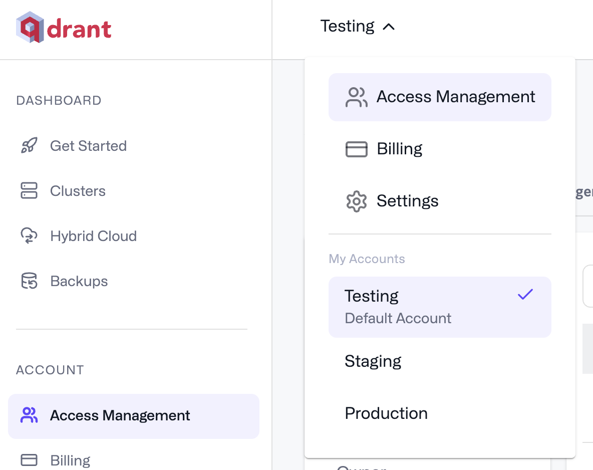 Switching between accounts